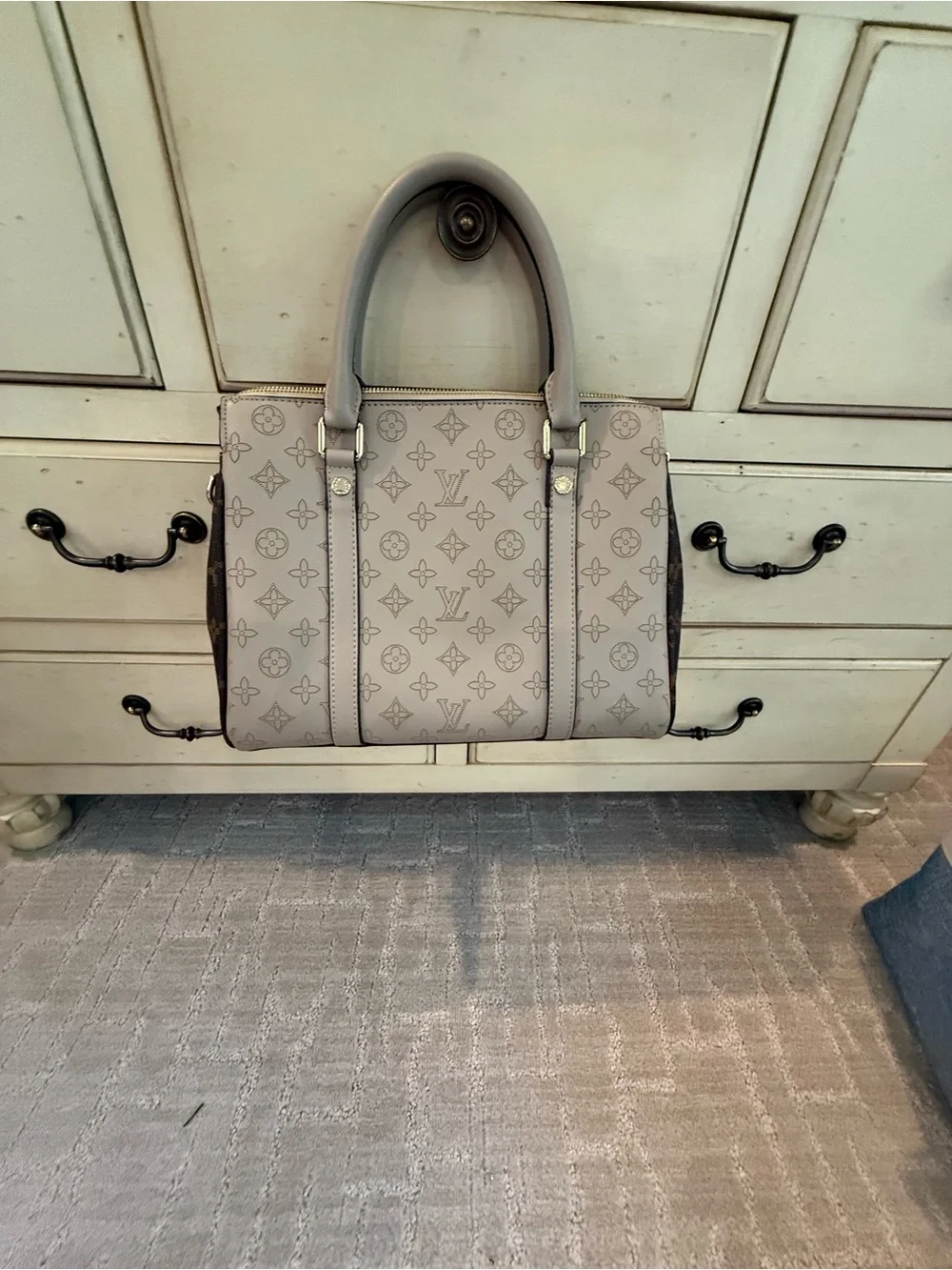 Gray Monogram Top-Handle Tote - Luxury Designer Inspired